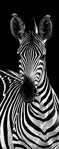 A.Monamour Sticker Porte Autocollant Poster De Porte 3D Zèbre Dans Le Thème Animal Noir Et Blanc Vinyle Affiche De Porte Sticker Mural Papier Peint Art Décor 77 x 200 cm