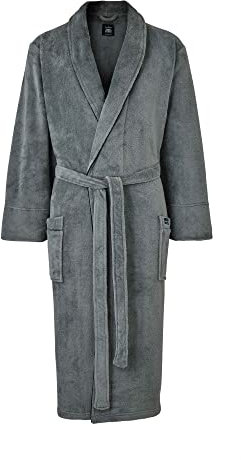THE SAVILE ROW COMPANY LONDON Men's Lightweight Super Soft Warm Fleece Bath Robe Dressing Gown - Dark Grey - Medium