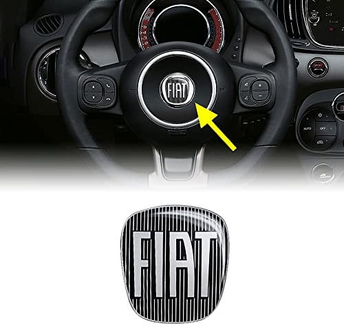 Fiat 14193 3D Aufkleber Logo für 500 Lenkrad, Schwarz, 40 x 43 mm