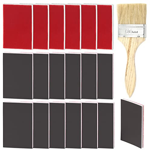 Glarks Lot de 21 éponges de ponçage grain 2500 - Tampons de ponçage lavables et flexibles en mousse souple - Séchage humide - Avec 1 pinceau de peinture de 6,3 cm