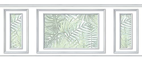 Papier peint intissé décoratif, motif feuille tropicale, jungle, imitation boiseries, 75 cm X 200 cm