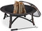 Relaxdays Feuerschale mit Funkenschutz, Schürhaken, HxD: 52 x 90 cm, runde Feuerstelle Garten & Terrasse, schwarz/Bronze