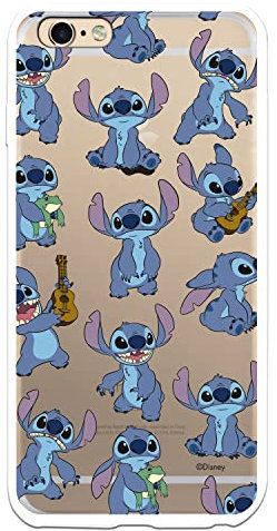 iPhone 6 Plus Case - 6S Plus Official Lilo & Stitch Stitch Pattern Transparent to Protect Your Mobile Phone Case Flexible Silicone iPhone with Official Licensed Disney