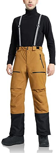Pioneer Camp Herren Skihose Gefüttert mit Hosenträger Ski Hosen Schneehose Snowboardhose Outdoorhose Khaki S