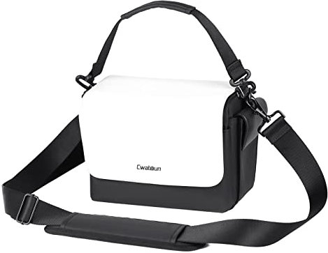 Cwatcun Kameratasche Umhängetasche Schulter Kompaktkamera Tasche Wasserdicht Kompatibel für Canon Nikon Sony SLR/DSLR Spiegellose Kameras und Objektive Weiß