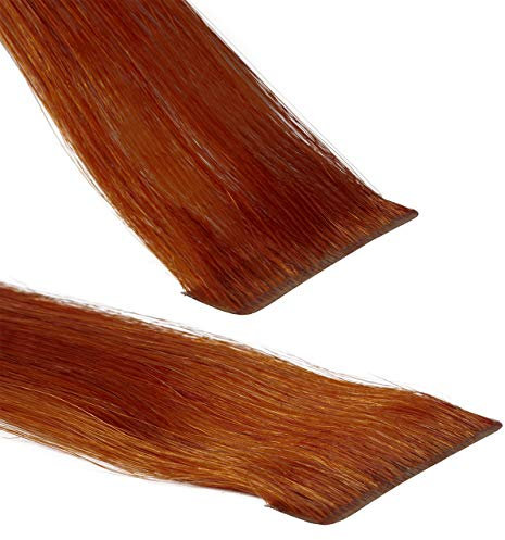 hair2heart Invisible Tape Extensions Echthaar Premium - 10 Tapes 50cm 8/43 hellblond rot-gold