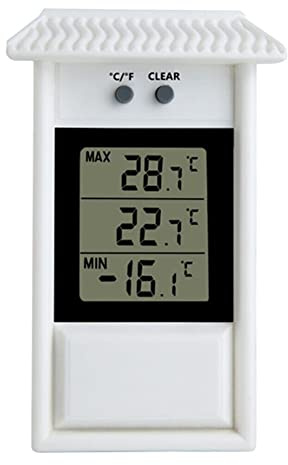 URPIZY Gewächshaus-Thermometer, Monitor Max und Min, Gewächshaus, Garten, Innen- und Außenbereich, Wandmontage, batteriebetrieben
