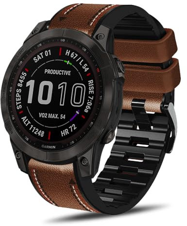KoGiio Armband QuickFit 22mm für Garmin Instinct E 45mm/Instinct 3 Solar 45mm/3 AMOLED 45mm/Garmin Fenix 8 47 mm/E 47 mm/Pro Solar/7 Pro/7, Uhrenarmbänder Ersatzarmband aus Leder und Silikon