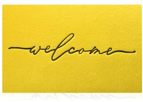 AAZZKANG Yellow Outdoor Mat Front Door Indoor Welcome Doormat Large 24x36,Anti Slip Rubber Door Mat,Quickly Absorb Mud Easy to Clean Entrance Mats