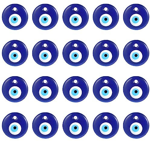 UTMACH 20 Stück 3cm Nazar Boncuk Anhänger Nazar Boncugu Deko Blaues Auge Deko Evil Eye Glas für Glücksbringer Schmuckherstellung