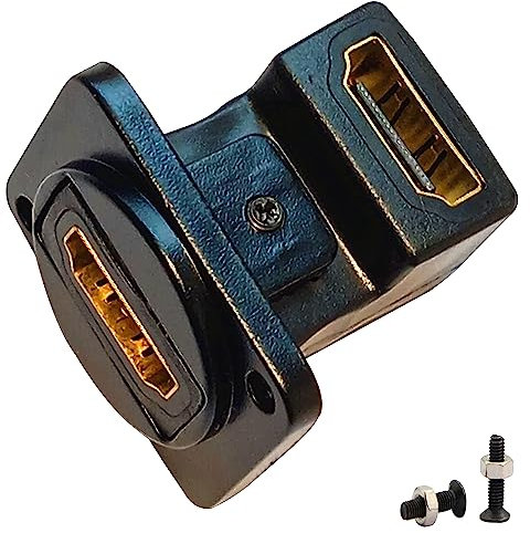 SHANFEILU Adattatore HDMI ad angolo retto tipo D per montaggio a pannello, serie di estensori, accoppiatore HDMI tipo D, da femmina a femmina, connettore placcato in oro con viti