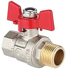 zencQ Kugelhahn mit Verschraubung 3/4 Zoll MF, PN40 Bars Kugelhahn mit Flügelgriff aus Messing mit Hebel, Messing Anschluss mit Innengewinde und Außengewinde und Flügelgriff für Industrie