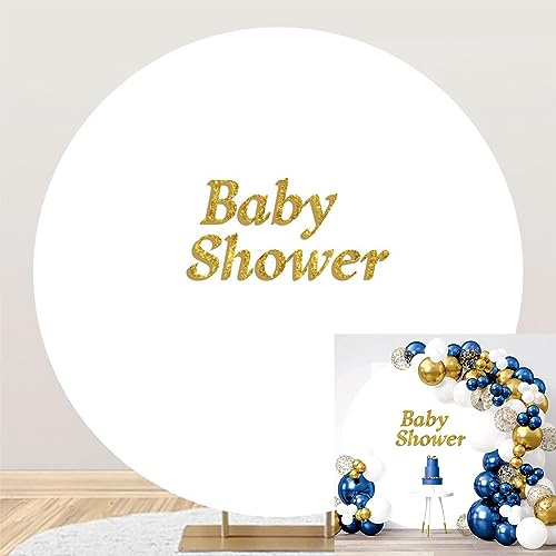 Baby Shower Round Backdrop Pure Solid White Circle Photography Background 100cm Newborn Baby Baptism Birthday Party Decoration Cover Cake Table Banner Studio Photo Booth Prop