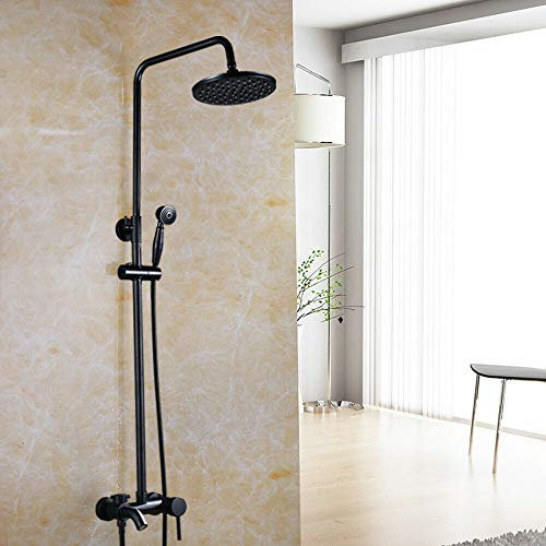 Retro Duschsystem Schwarz Dusch-Set aus Messing Wandmontage Regendusche Duschsystem inkl Handbrause