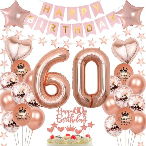 Rosegold Luftballon 60 Geburtstag Frau, 60 Jahr Geburtstag Frau, Ballon 60. Rosegold, Geburtstagsdeko 60 Jahr, Frauen Deko 60. Roségold 60. Party Ballons
