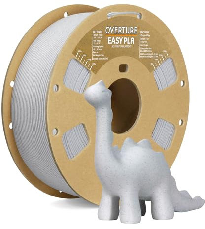 OVERTURE Easy PLA 1.75mm 3D Drucker Filament, 1kg Pappspule (2.2lbs), Maßgenauigkeit +/-0.03mm, Passen die meisten FDM Drucker (Easy Rock White)
