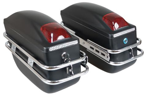 ERYUE Motorcycle Hard Saddlebags Universal Side Storage Box Rear Trunk with & Lock, 1 Pair