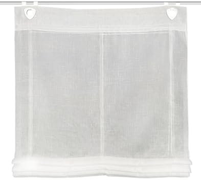 HOME WOHNIDEEN Raffrollo Casper Leinenstruktur, mit Ösen, inkl. Fensterhaken aus Metall, Farbe:weiß, Größe:130 x 95 cm, Anzahl:1x