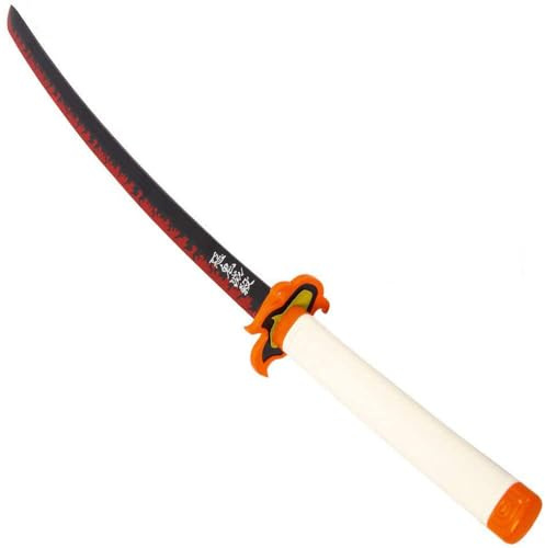 Loocaa Demon Slayer Spada - Spada in bambù per bambini e adolescenti, per cosplay, Halloween, Natale, feste, anime Tanjiro, cosplay, taglia 76 cm, per bambini (Rengoku Kyoujurou)