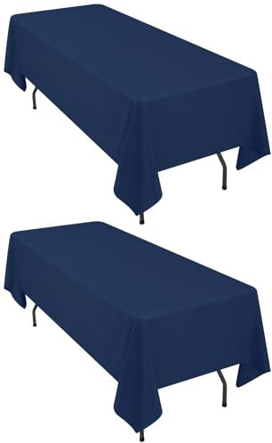 YMHPRIDE Lot de 2 nappes Bleu Marine 153 x 260 cm en Tissu Polyester rectangulaire pour Tables de 6 Pieds, nappes Bleu Marine pour Mariage, Anniversaire, fête, décoration de Table