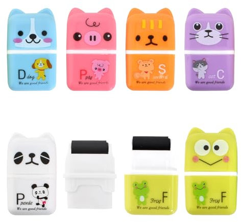 Cartoon Roller Radiergummi - 6 Stück Niedlicher Bleistift Radierer, Farbige Radiergummi Mit Rasierrollen Etui, Süße Schulsachen für Kinderpartys, Schule, Bürobedarf Und Schreibwaren