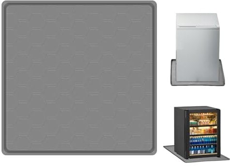 Refrigerator Mat, 23.62x23.62 Inch Silicone Fridge Pads Floor with Raised Edge Washable Fridge Drip Pan Refrigerator Floor Protector for Refrigerator Washing Machine Wine Cabinet (Gray)