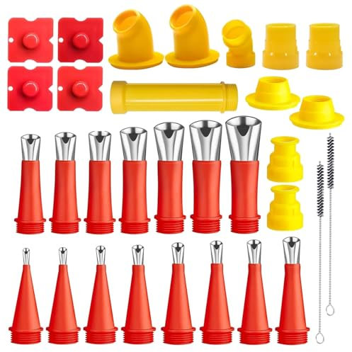 LNGJIN 31 Pezzi Ugelli Per Calafataggio, Beccucci Per Cartuccia,Cartuccia Ugelli in Silicone,Silicone Beccucci,Kit di Beccuccio Silicone,per Sigillante Adesivo e Pistola per Silicone