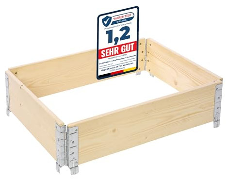 Garronda Carré Potager modulable en Bois Naturel 80x60x20 cm – Jardinière extérieure en palettes, empilable et Pliable, pour Jardin, Plantes, Fleurs, Herbes, Fruits et légumes GD-0141, 1 pièce