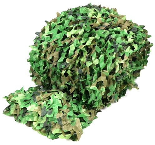 QWORK® Tarnnetz 4m x 6m, Tarnnetz Sonnenschutz aus Oxford-Stoff und Nylon, Wasserdicht Tarnnetz, für Waldlandschaft, Jagd im Freien, Wald
