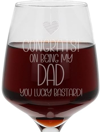 Always Looking Good Verre à vin gravé « Congrats on Being My Dad » - Cadeau d'anniversaire personnalisé pour homme - Idée cadeau pour papa - Vin rouge - Cadeau amusant pour homme