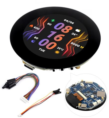 Waveshare ESP32-S3 2.1inch LCD Capacitive Touch Round Display Development Board, 480×480 IPS Screen I2C Touch Panel with 32-bit LX7 Dual-core Processor, Supports 2.4GHz WiFi & BLE 5, 262K Color