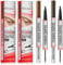 TAIHOBO Waterproof Eyebrow Pencil, 2 in 1 Double Ended Microblading Eyebrow Pen and Eyebrow Gel, 2PCS Long Lasting Brow Pencil with 4 Fork Tips, Dark and Light Brown Eye Brow Pencil for Women ＆ Girl