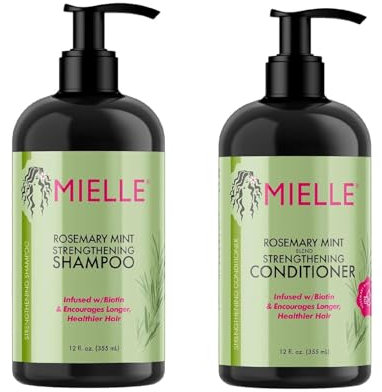 Mielle Rosmarin-Minze, mit Biotin angereichert, Haarwachstumsprodukte für stärkeres und gesünderes Haar, Shampoo und Conditioner, Styling-Set, 2 Stück