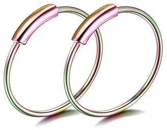 Tolldek 2Pcs Edelstahl Nasenringe Set, Bunt 0.6MM Hoop Nasenring Dünn, Septum Ring, Ohrringe Lippenring für Herren Damen