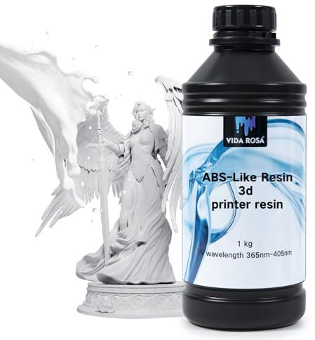 VIDAROSA ABS-ähnliches 3D-Drucker-Harz, 1 kg, LCD-Photopolymer-Harz für LCD/DLP-3D-Druck, Standard-UV-405 nm Härtungsharz, hohe Zähigkeit, hohe Präzision, Weiß