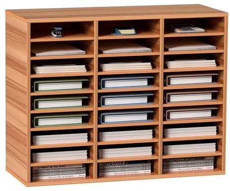 VEVOR Literatur-Organizer aus Holz mit 27 Fächern, verstellbare Regale, Postcenter aus mitteldichter Faserplatte, Aufbewahrung für Akten, Dokumente, Papiere, Zeitschriften im Büro, Zuhause Schule weiß