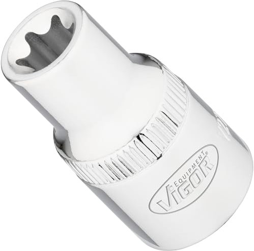 ViGOR V2732N Steckschlüsseleinsatz Torx, Schlüsselweite E12, 1/2 Zoll (12,5 mm) Vierkantantrieb, E Profil, 38 mm Länge, Werkzeug für präzise Arbeiten