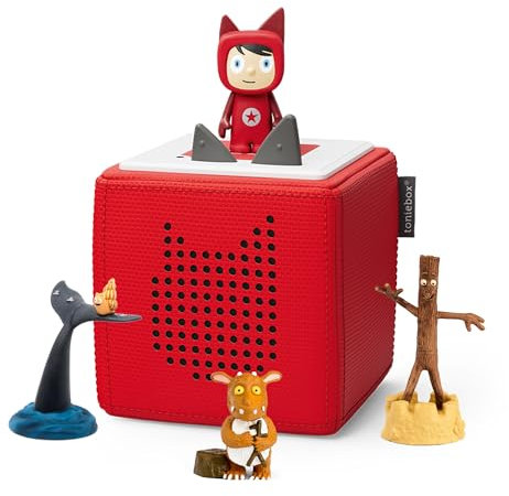 tonies Toniebox Bundle Incl. 1 Creative and 3 Characters: Gruffalo Child, Snail & The Whale, Stick Man, Red