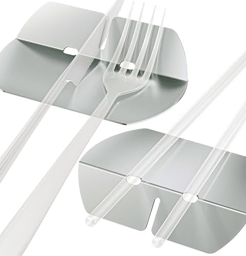 DUDAPRO - Repose-couverts de table en acier inoxydable poli argenté - Fonction réversible, 4 pièces avec boîte de rangement