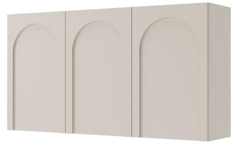 Selsey Sideboard Arkadia Grau-Beige 81 x 150 x 35 cm - Grifflos mit Tip-On-Technologie - 6 Fächer - Modernes Design mit Bögen - Laminatplatte Robust & Pflegeleicht - Eigenmontage