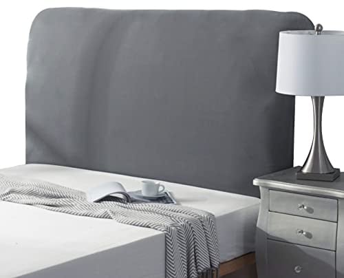 Kopfteilbezug 120 160 180 140 200 cm, Strecken Bettkopfteil Hussen for Gepolsterte-/Holz-/Leder Bett Kopfteil Abdeckung Rechteckiger/Leicht Abgerundeter Bett Staubdicht Schutzhülle(90-110cm,Grau1)