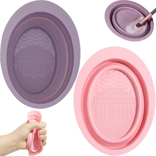 BDEPSTR 2 Pièces Tapis de Nettoyage Pinceaux Maquillage, Tapis en Silicone pour Makeup Brush Cleaner et Nettoyeur Pinceau Maquillage