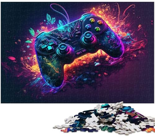 1000-teiliges Puzzle für Erwachsene, Gaming-Neon-Art-Puzzle für Lernspiele, Herausforderung, Spielzeug, Kunstwerk, Geschenk (Größe 38 x 26 cm)