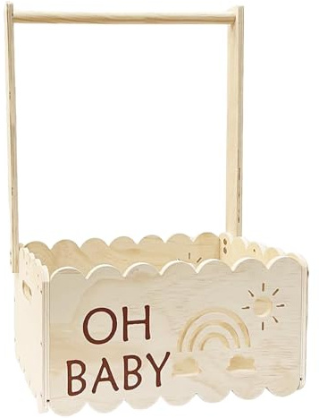Gacqpli Babybauchladen Geschenkkorb Mit Kleiderstange,Holzkorb Mit Griff - Dekorative Geschenkbox Für Töchter Taufe Geschenke Schwangerschaft Freunde