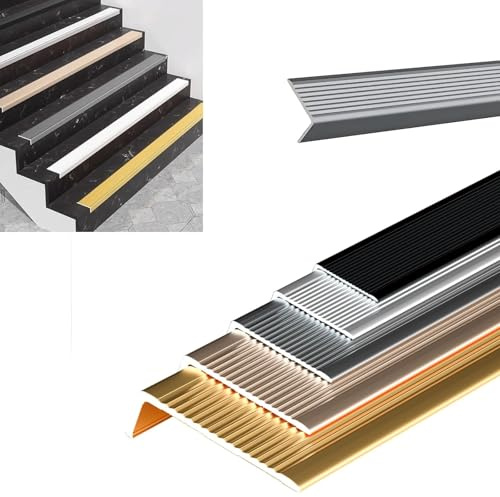 Nez De Marche Escalier, Nez De Profilé D'escalier, Largeur 30 50 70 100mm, Baguette Angle De Seuil Multiniveau Antidérapant, Pour Bords D'escalier Extérieurs/Intérieurs(Iron Gray,W7cm)