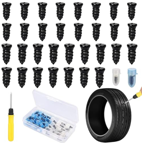 60 PCS Puncture Repair Kit Car Tyre Repair Screws for Motorcycle Auto Car | Made of Rubber and Sturdy Steel,Quick Fix,Heat Resistance,Hardness,And Wear Resistance,Suitable for Trucks, Bicycles and More