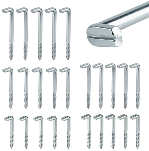 Haken zum Schrauben, Schraubhaken L-Form mit Schlitz, 25 Stk Hakenschrauben In 5 Größen für Holz & Wand, Bilderhaken, Wandhaken Zum Schrauben Klein & Groß Für Haushalt & DIY, 40mm/50mm/65mm/80mm/100mm