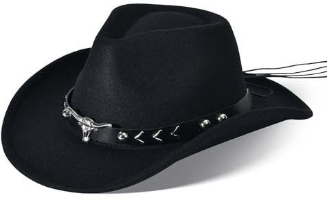 Ekulforg Cowboy Hat for Men Women Unisex Western Cowgirl Hat Wide Brim with Buckle Belt for Carnaval,Costume Party,Play Dress Up,Halloween Cosplay
