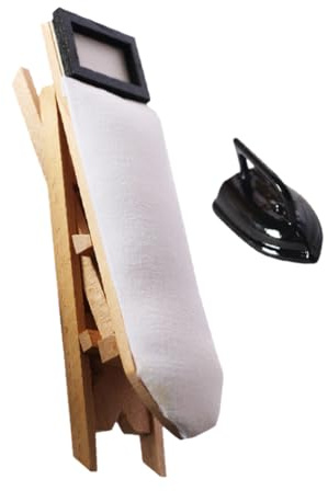 TOBBOMEY Mini Clothes Iron Toy Ironing Table Model for Boys and Girls Playhouse Black for Micro-scene Adornment and Creative Play