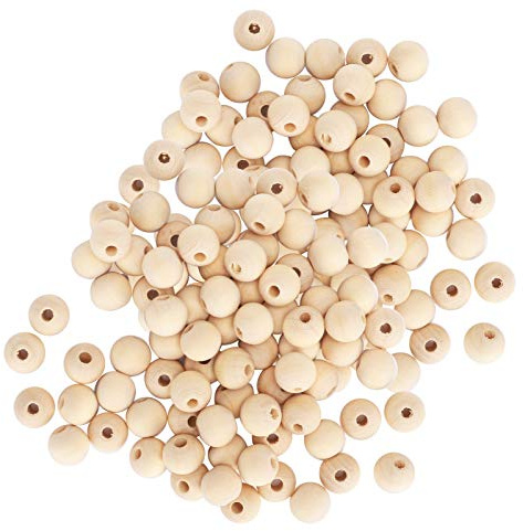Haofy Perles en Bois de Style Campagnard Faites à la Main, 300 Pièces de Perles Rondes Naturelles de 12mm 14mm 16mm pour la Fabrication de Bijoux, Artisanat de Bricolage, Décoration de Fête